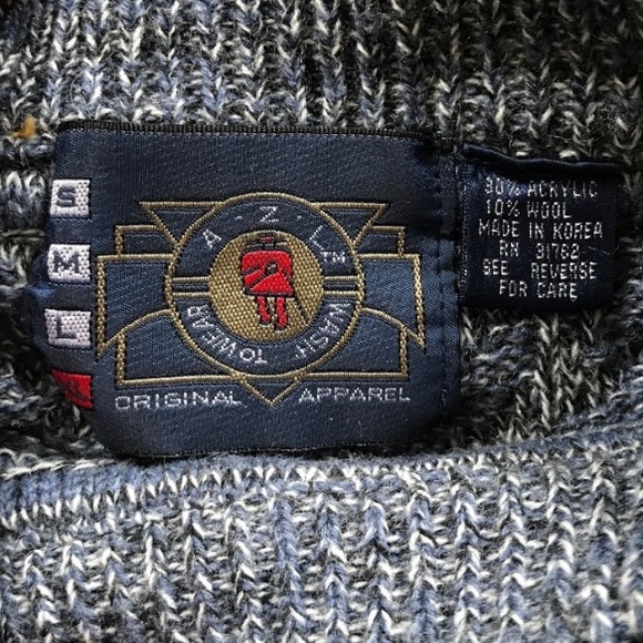 AZL Vintage Patterned Blue Dad Sweater - Picture 3 of 3